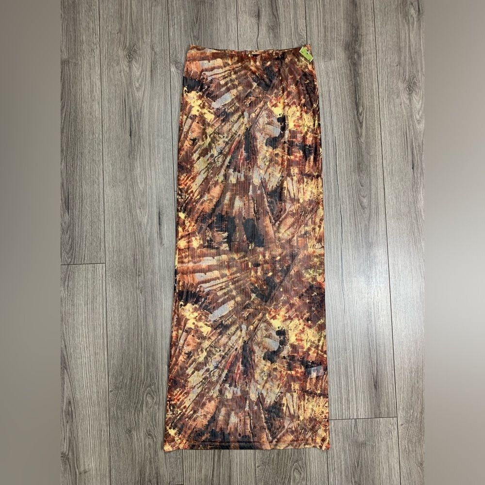 RONNY KOBO X Free People Madrid Skirt - Brown Tie Dye Size Small NWOT